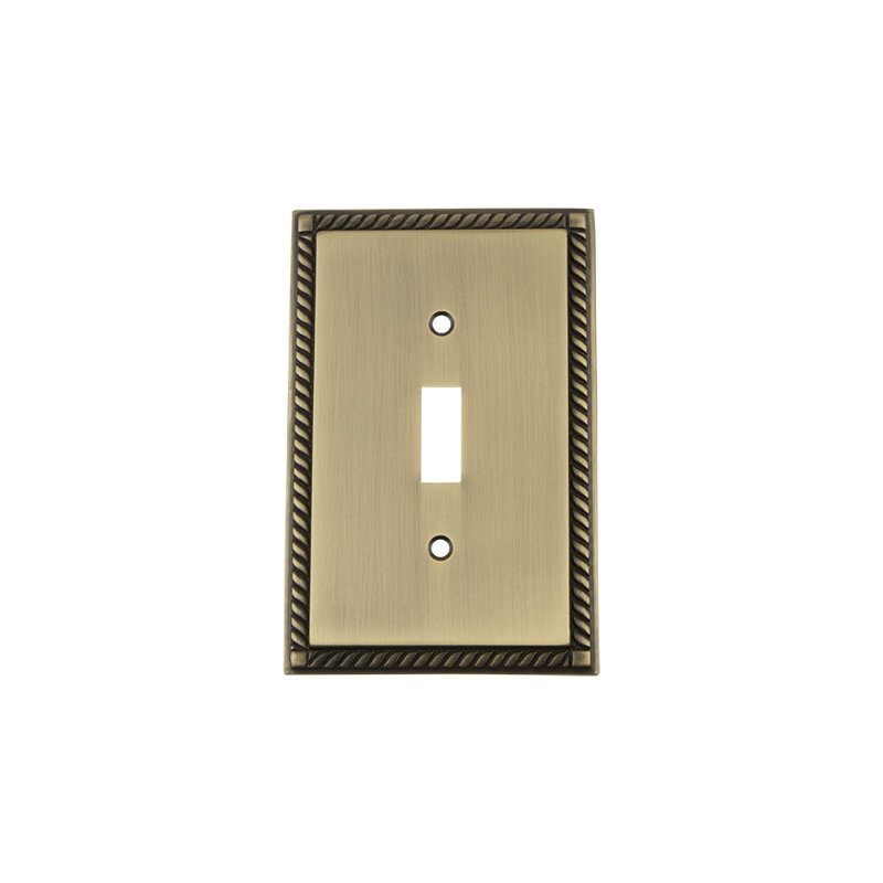 Rope 1-Gang Toggle Light Switch Wall Plate, Antique Brass