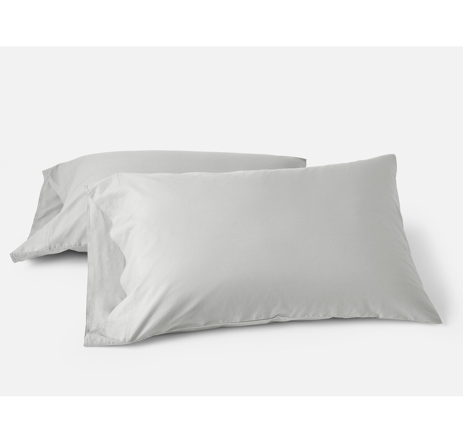 Crinkled 100% Cotton Percale Pillowcase - Set of 2, King Pillowcase, Pewter