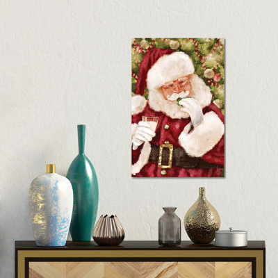 Cookies with Santa - reproduction d'art mural - toile tendue