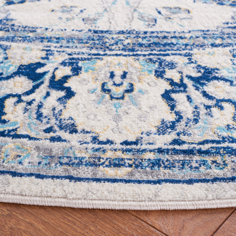 Huggard Area Rug In Blue/Beige, Round 6'7"