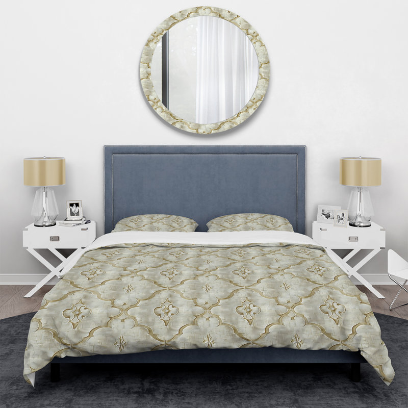 Ensemble de housse de couette beige crème Glam Quatrefoil - Glam, Housse de couette pour grand lit + 2 taies décora