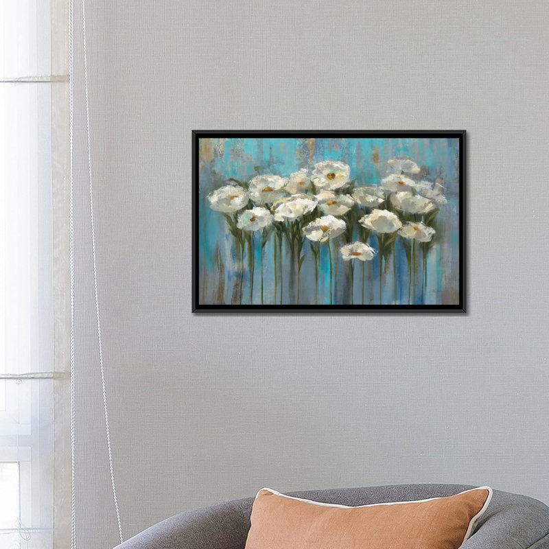 Impression sur toile anemones, H 18 po x l 26 po x P 1,5 po, Toile avec cadre noir, Pas de tapis
