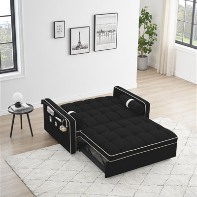 Sleeper Sofa Couch W/Pull Out Bed, 55" Modern Velvet Convertible Sleeper Sofa Bed, Small Love Seat Sofa Bed