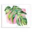 «Palm Leaf with Pink Fond», reproduction de peinture à l'aquarelle sur toile