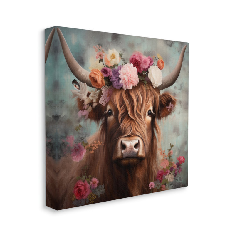 Détail détaillé de la vache Highland, H 24 po x l 24 po x P 1,5 po