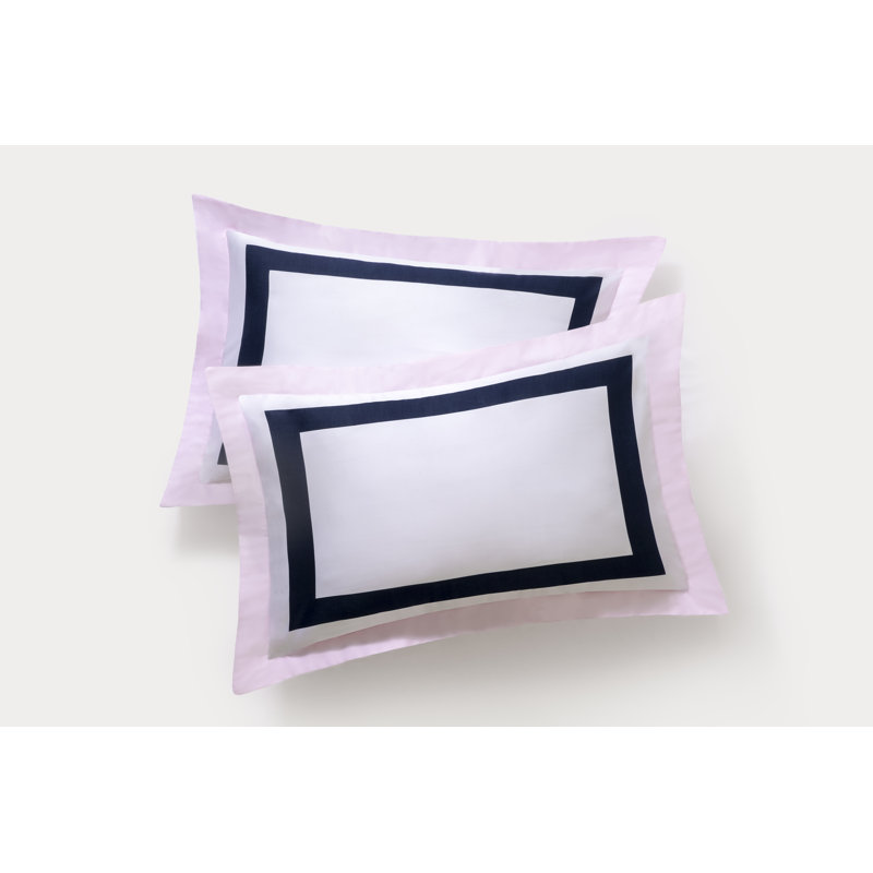 Ensemble de 2 taies décoratives pour chambre double à double bordure, Grand, Rose