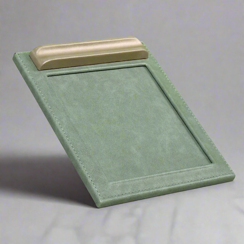 Porte-bloc-notes en cuir, Or / vert mousse