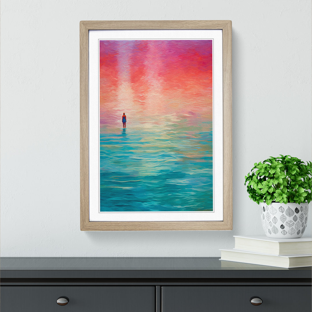 Swimming Colour Field - Single Picture Frame Print on Wood