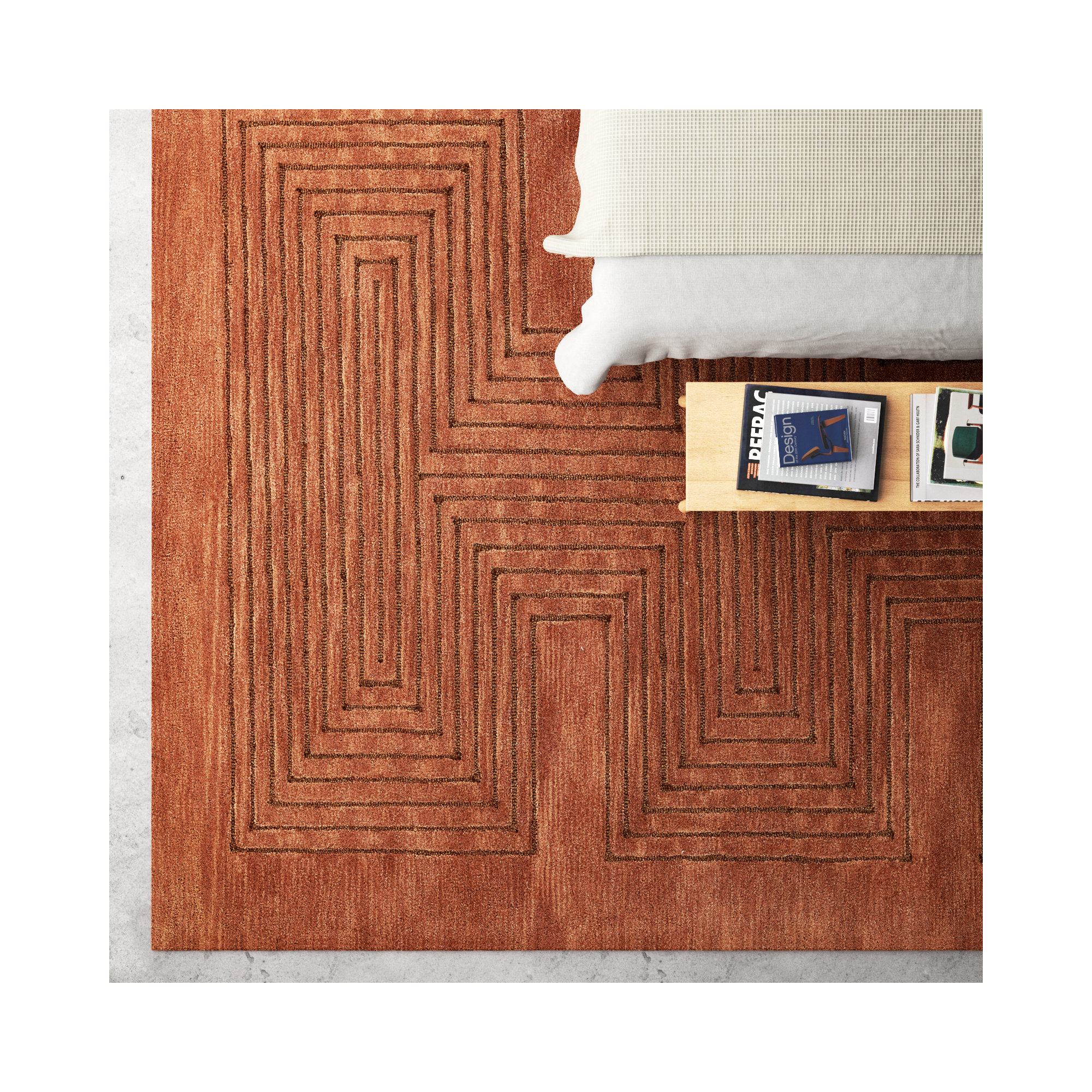 Orlie Hand Tufted Wool Brown Rug, Brown, Rectangle 5' x 8'