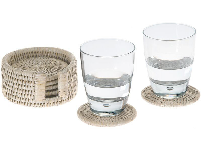 Ensemble de sous-verres ronds Everard, Blanc délavé