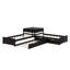 Lit plateforme simple en L avec lit gigogne, tiroir et bureau-79252899