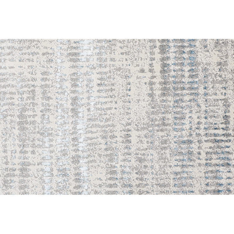 Blue Abstract Reversible Rectangular Synthetic Rug 4' x 6'