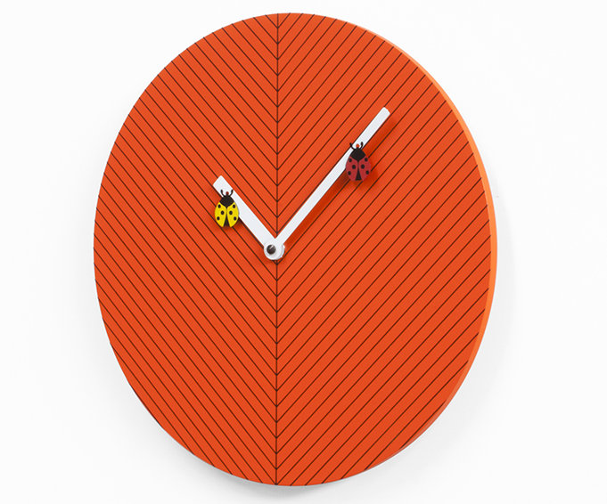 Vita Wood Wall Clock, Dark Orange