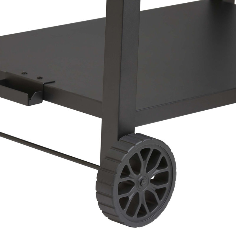 Chariot de salle à manger d'extérieur avec double tablette, table de préparation des aliments portable, plan de travail en acier inoxydable, station de barbecue modulaire pour four à pizza et cuisson extérieure.