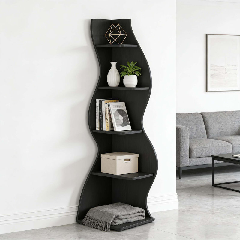 Stylish Corner Shelf,Corner Bookcase,Universal Bookcase, Black
