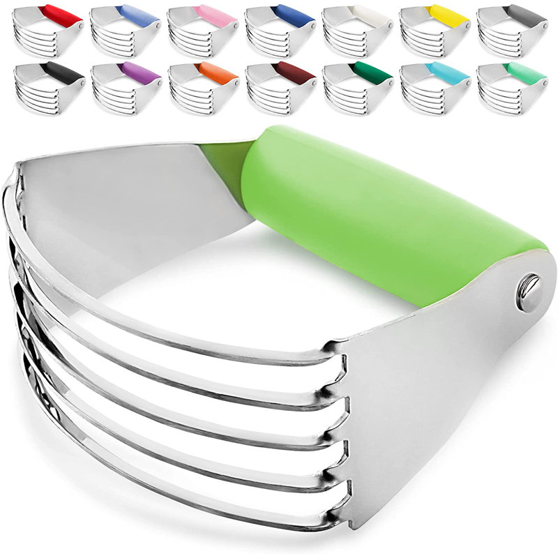 Zulay Kitchen Professional Dough Blender & Pastry Cutter Stainless Steel Dishwasher-Safe, Light Green