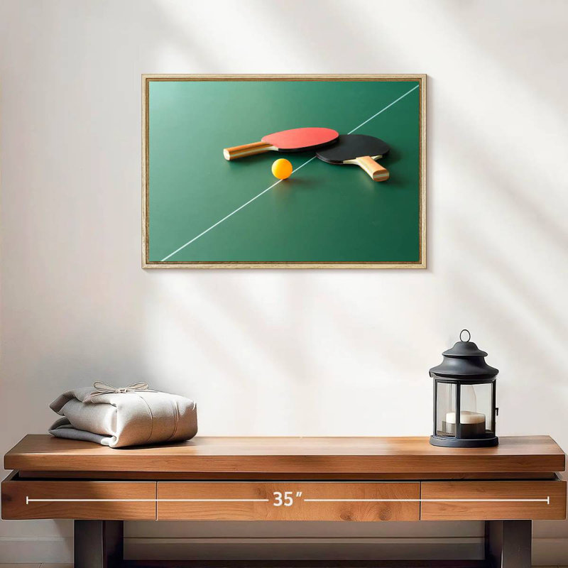 Pingpong Gear Set, Floating Frame Natural Wood, 19" X 13"