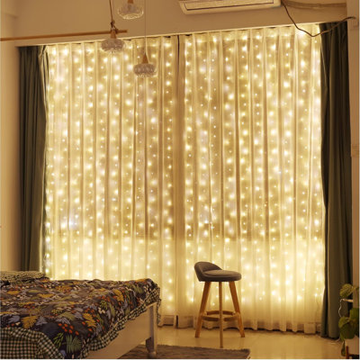 Shamarria Indoor / Outdoor 300 - Bulb 118 in. Plug-in LED Curtain String Light