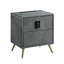 Table de chevet Doris avec serrure USB et électrique, cuir fleur gris