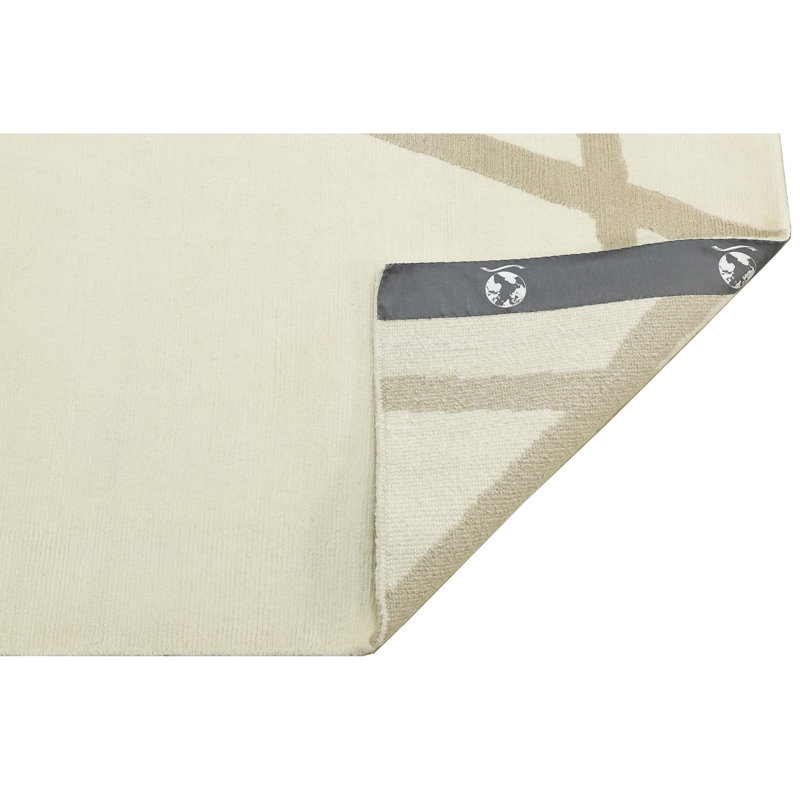 Tapis blanc et beige noué à la main de haute qualité, Rectangle 8 pi x 10 pi
