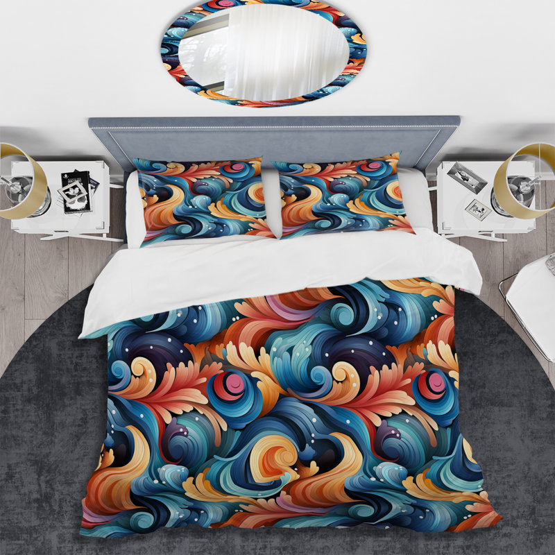 Ensemble de housse de couette Colorful Enchanted Spiral Dreams, Housse de couette pour grand lit et 2 taies décor