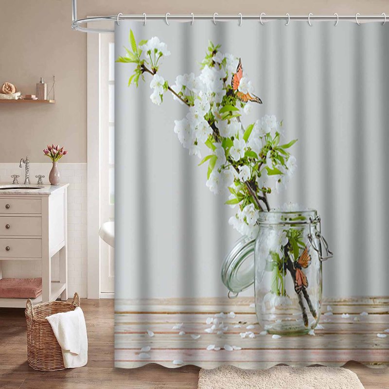Ornement en forme de cerisier en forme de papillon avec pot de verre en bois rustique avec 12 crochets, L 72 po x l 84 po