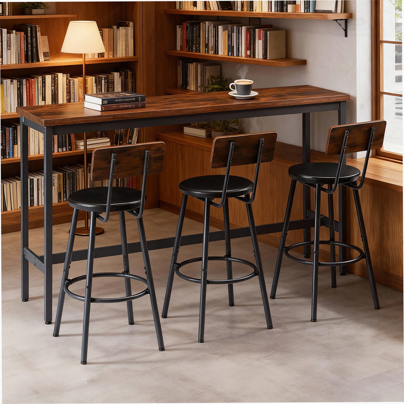 Ensemble de table de bar et chaises, ensemble de table de salle à manger 4 pièces avec 3 tabourets de bar rembourrés