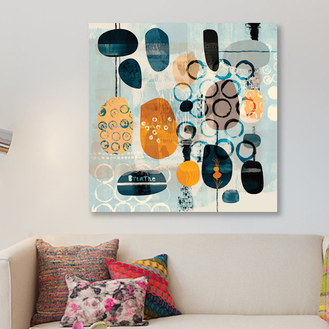 «Breathe», reproduction d'impression sur toile, H 16 po x l 16 po x P 1 po, Papier avec cadre noir, Blanc
