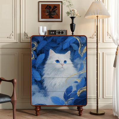 Commode 5 tiroirs Whimsical Cat Design