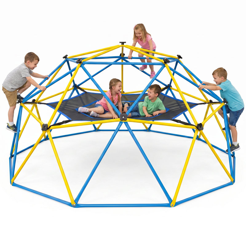10ft Climbing Dome With Canopy, Jungle Gym For Kids Backyard With Heavy Duty Monkey Bars 
