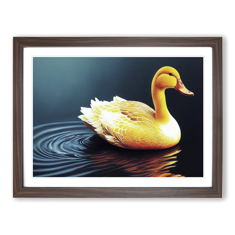 Masterful Duck - Single Picture Frame Painting, 34cm H x 46cm W x 2cm D, Walnut
