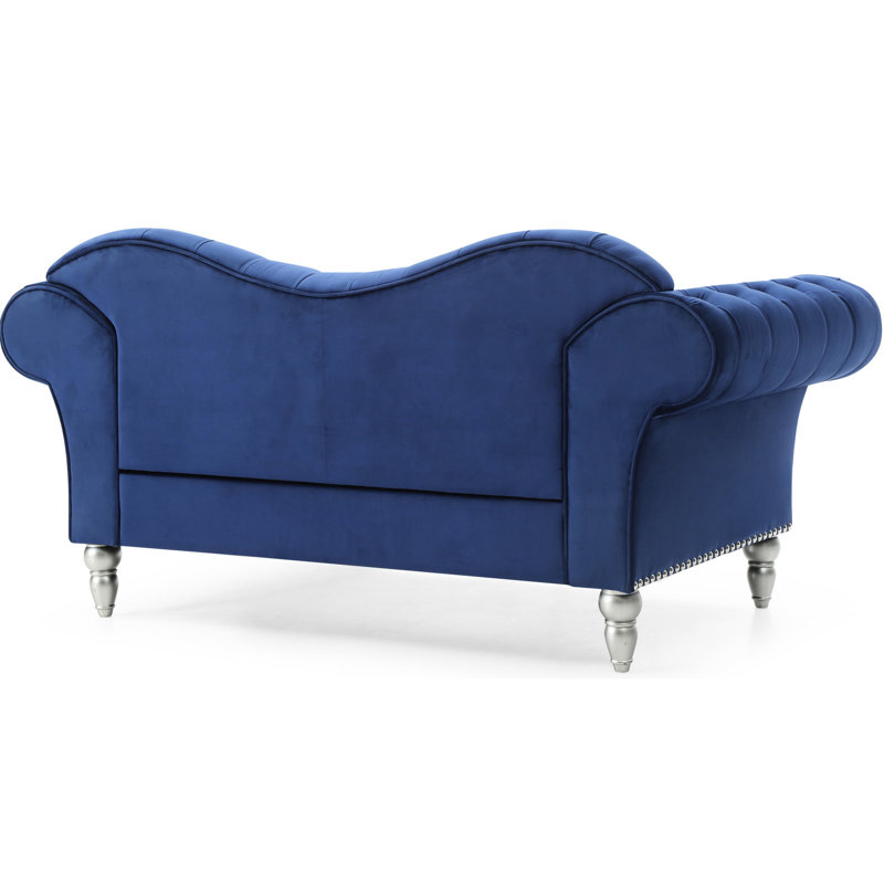 Élégant fauteuil en velours bleu double - 37 po x l 75 po x P 37 po, profondeur d'assise de 25 po pour le confort, accoudoir rond confortable 37 po 37 po, accoudoir maximal de 25 po