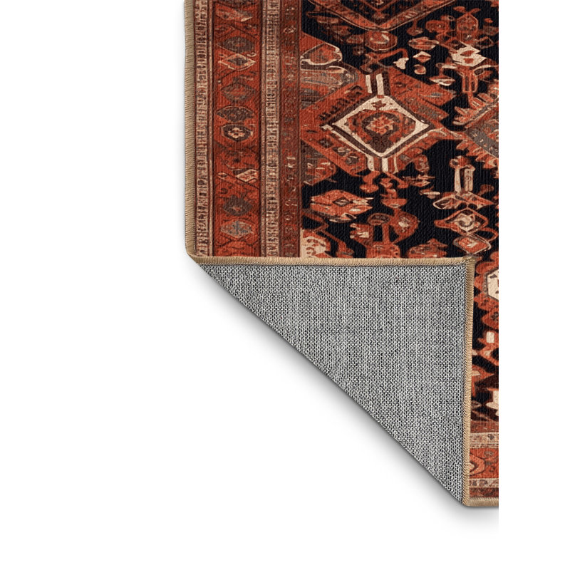 Tapis brun lavable à la machine, Rond 7 pi