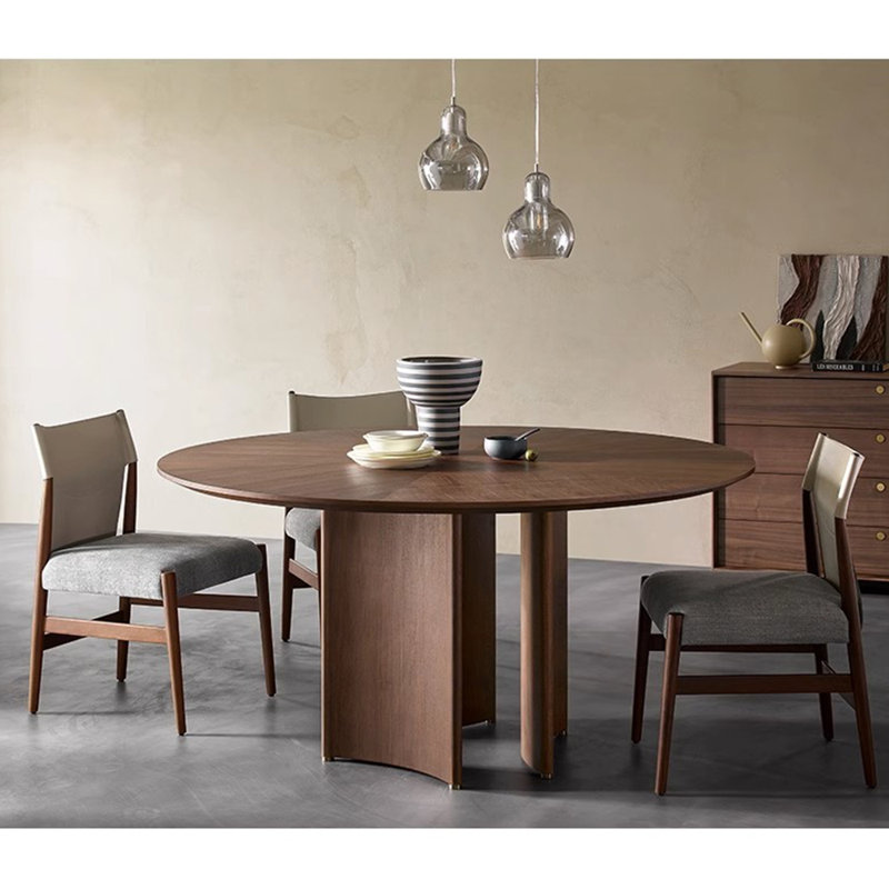 Galatea Walnut Round Dining Table, 29.4"H x 53"L x 53"W