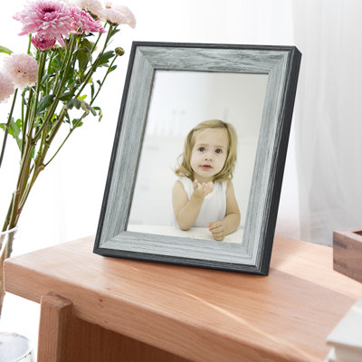 Gray Solid Wood Picture Frame with Mat