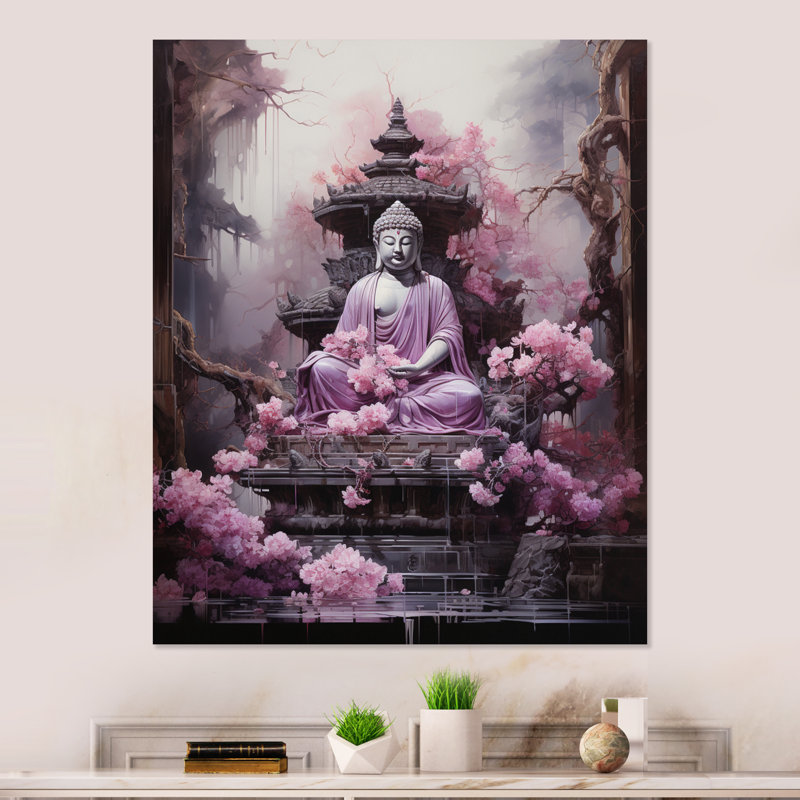 Pink Buddhism Buddhist Chanting - Buddhism Metal Art Print, H 32 po x l 16 po x P 1 po