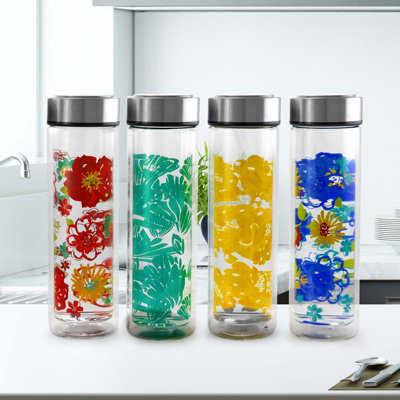 Ensemble de 4 bouteilles d’eau en verre décorée 13 pièces glasselle