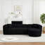 Canapé modulaire de luxe à dossier incurvé de 109,4 po, canapé à dossier courbé moderne en tissu de chenille, deux coussins décoratifs en L minimalistes et confortables pour la salle de séjour (méridienne noire)-1417205879