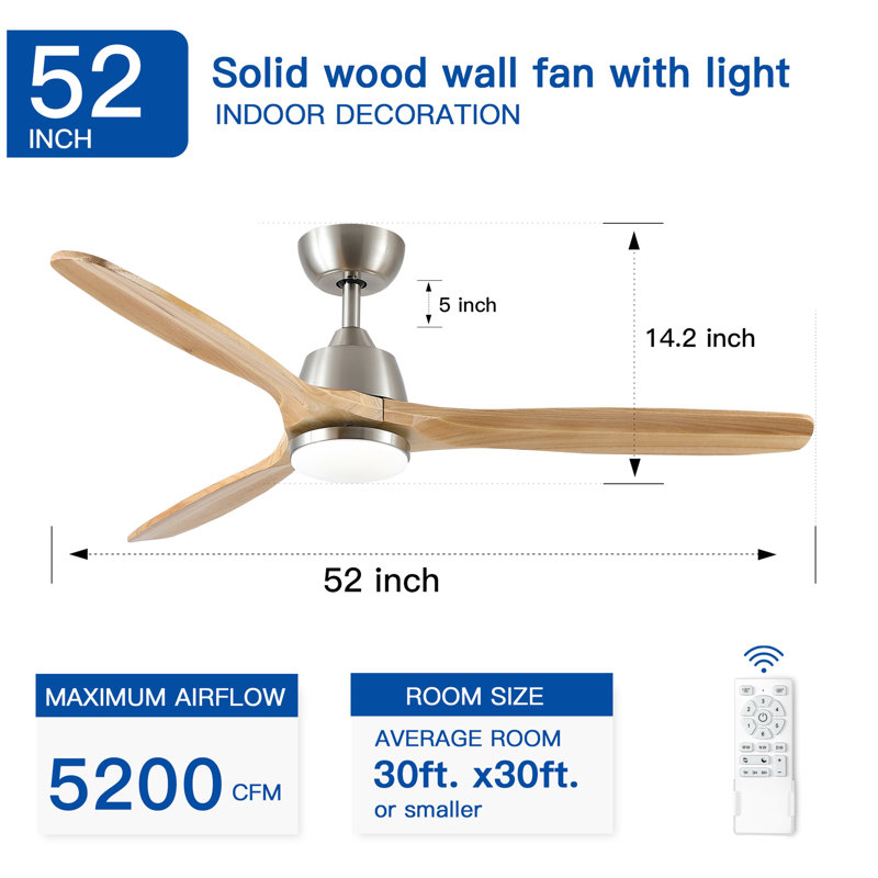 Éclairage de ventilateur de plafond à DEL intégré 52 po avec télécommande