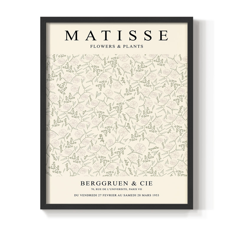 Matisse CCIV Framed Print - Solid Wood, Black, 20" H x 16" W
