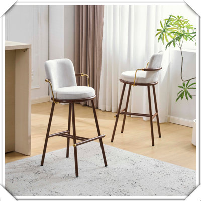 Ensemble de 2 tabourets de bar rembourrés avec structure en métal, finition noyer, pratique, durable et élégant