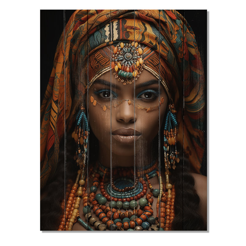 Merima, beauté ornée d'Afrique III sur bois, H 40 po x l 30 po x P 0,78 po