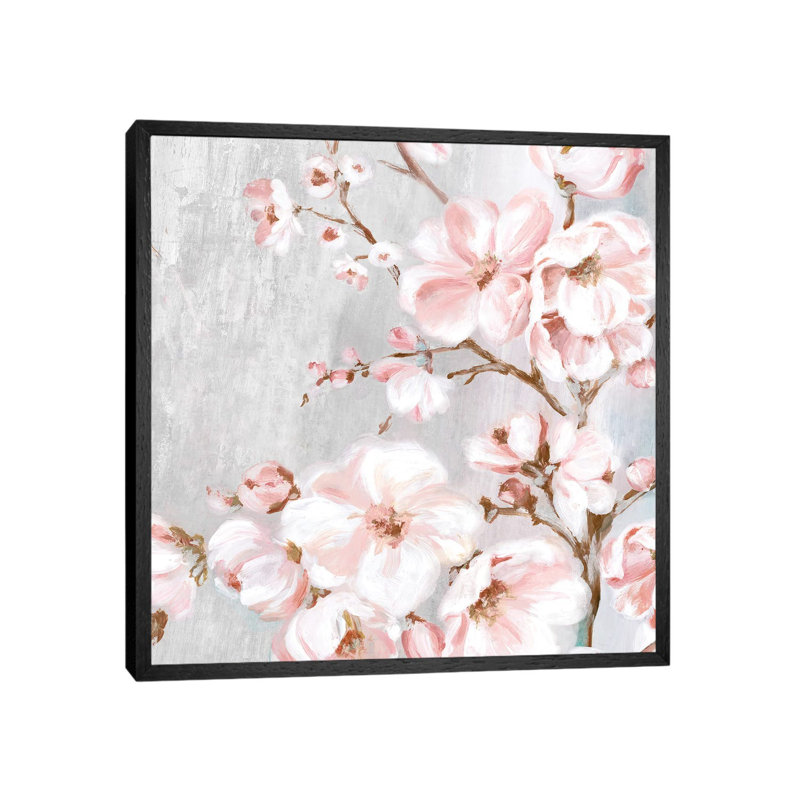 Spring Cherry Blossoms II by Eva Watts - Print on Canvas, Black Framed Canvas, 45.72 cm H x 45.72 cm W