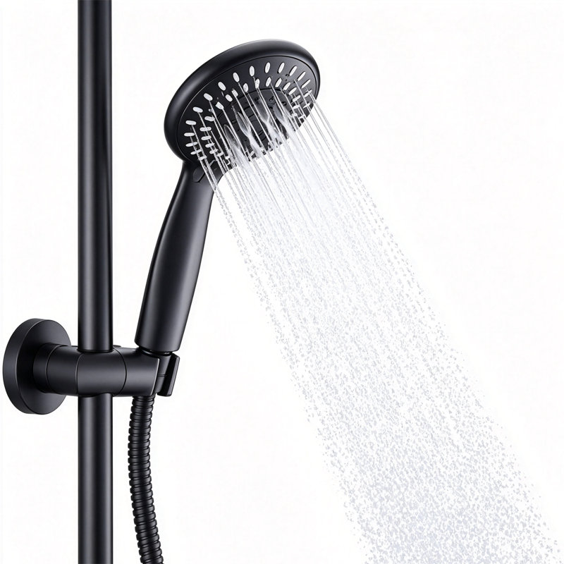 High-Pressure Handheld Shower Head with 5 Adjustable Settings – Soft Hose Design Delivers Strong Flow Even in Low Water Pressure, 59" Stainless Steel Hose & Adjustable Stand Included