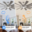 Ventilateur de plafond industriel moderne à 12 pales avec lumière et télécommande pour espaces intérieurs / extérieurs couverts-819087415-819087420-819087418