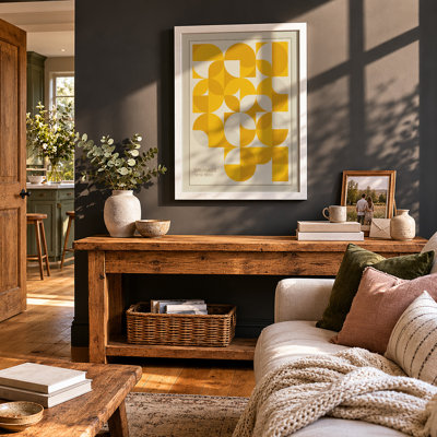 Circles Grid Geometric - Framed Print