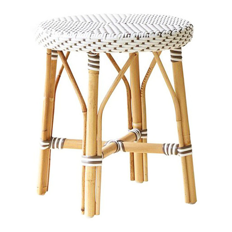 Tabouret de bistro Jordyn Simone, Blanc à pois cappuccino