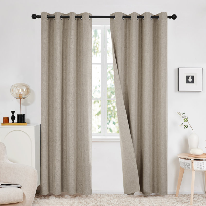 Assafa Blackout Curtain Pair, Grayish White, 52" W x 63" L