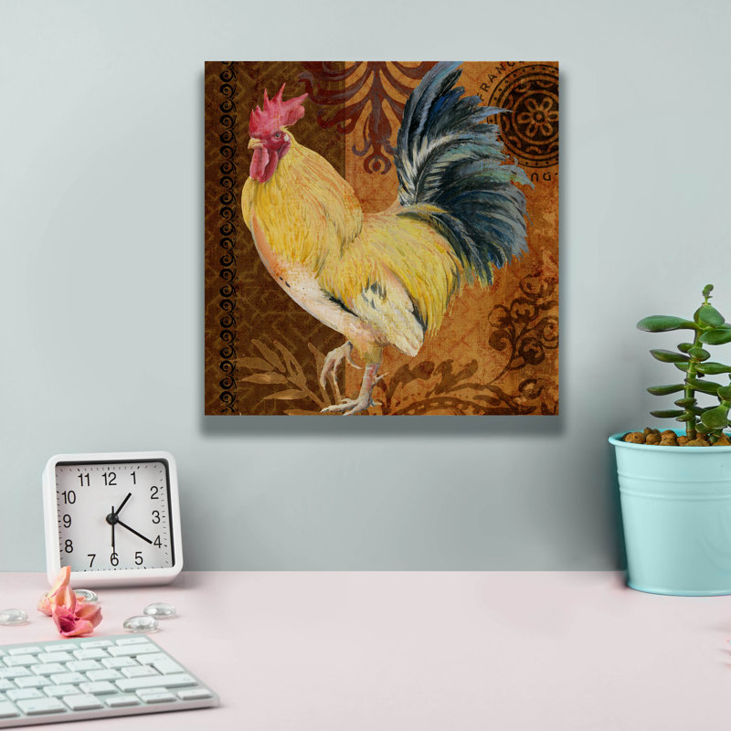«Belle Rooster 2» par Art Licensing Studio, art mural sur toile, H 12 po x l 12 po x P 0,75 po