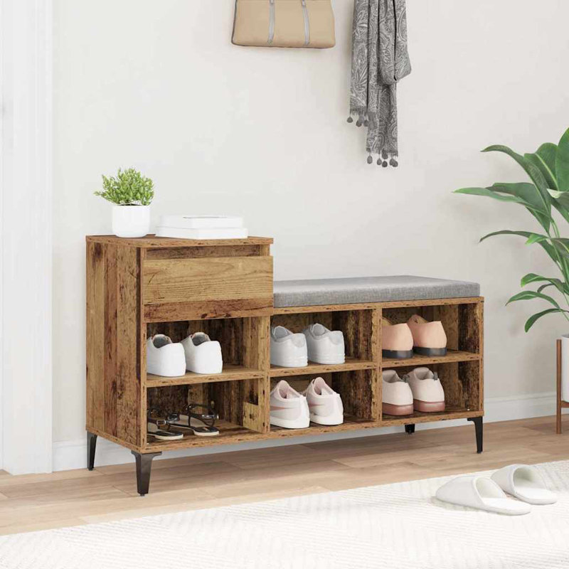 6 Pair Shoe Storage Cabinet, Dark Brown